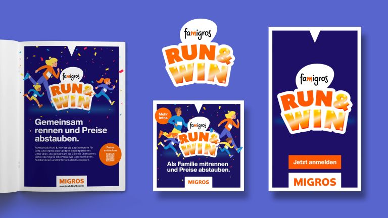 Logo, Illustration und Animation für Famigros Run&Win